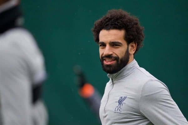 LIVERPOOL, ENGLAND - Monday, April 9, 2018: Liverpool's Mohamed Salah during a training session at Melwood Training Ground ahead of the UEFA Champions League Quarter-Final 2nd Leg match between Manchester City FC and Liverpool FC. (Pic by David Rawcliffe/Propaganda)