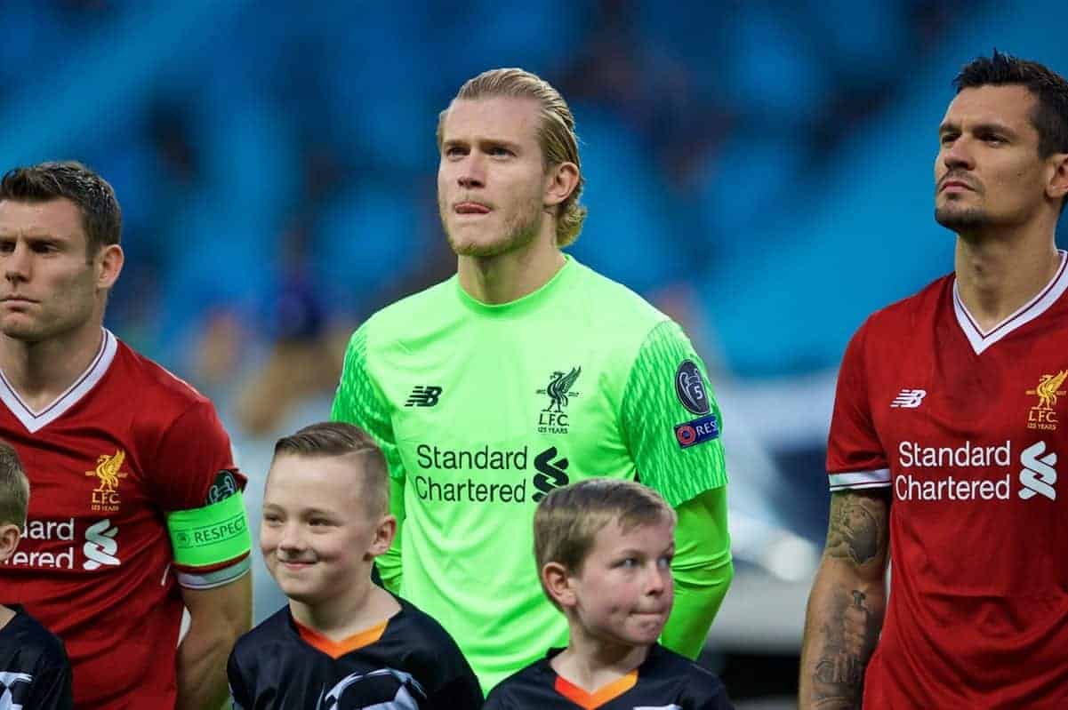 MANCHESTER, ENGLAND - Tuesday, April 10, 2018: Liverpool's goalkeeper Loris Karius before the UEFA Champions League Quarter-Final 2nd Leg match between Manchester City FC and Liverpool FC at the City of Manchester Stadium. (Pic by David Rawcliffe/Propaganda)