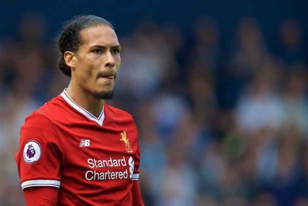 WEST BROMWICH, ENGLAND - Saturday, April 21, 2018: Liverpool's Virgil van Dijk during the FA Premier League match between West Bromwich Albion FC and Liverpool FC at the Hawthorns. (Pic by David Rawcliffe/Propaganda)