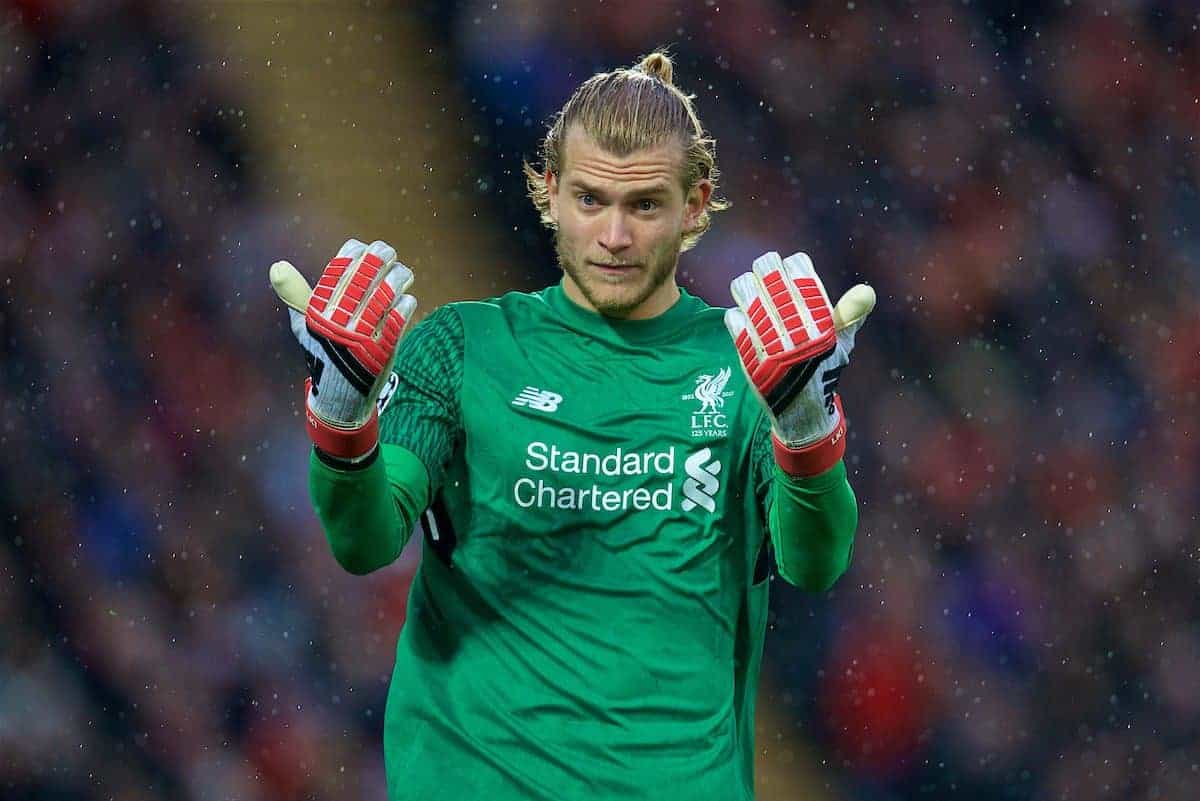 LIVERPOOL, ENGLAND - Tuesday, April 24, 2018: Liverpool's goalkeeper Loris Karius during the UEFA Champions League Semi-Final 1st Leg match between Liverpool FC and AS Roma at Anfield. (Pic by David Rawcliffe/Propaganda)