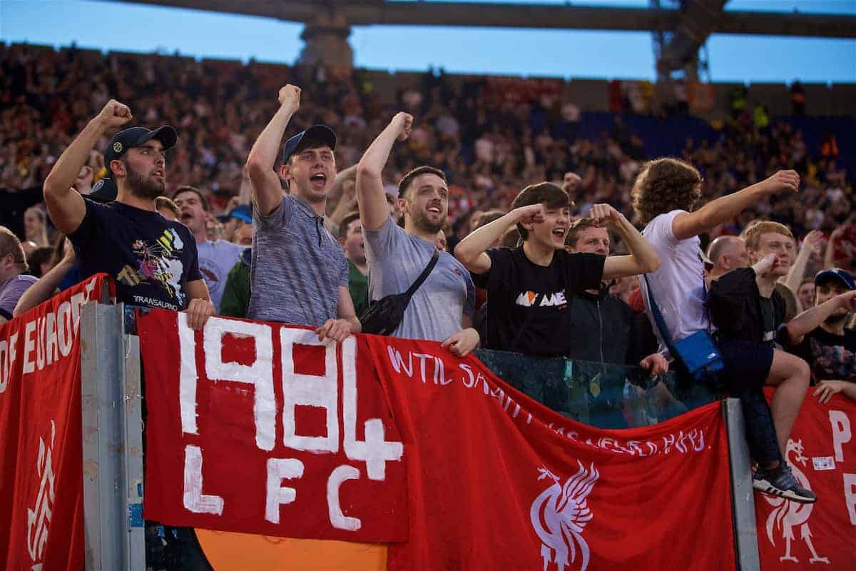 ROME, ITALY - Wednesday, May 2, 2018: Liverpool supporters before the UEFA Champions League Semi-Final 2nd Leg match between AS Roma and Liverpool FC at the Stadio Olimpico. (Pic by David Rawcliffe/Propaganda)