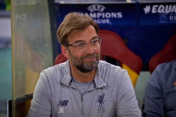 ROME, ITALY - Wednesday, May 2, 2018: Liverpool's manager Jürgen Klopp before the UEFA Champions League Semi-Final 2nd Leg match between AS Roma and Liverpool FC at the Stadio Olimpico. (Pic by David Rawcliffe/Propaganda)