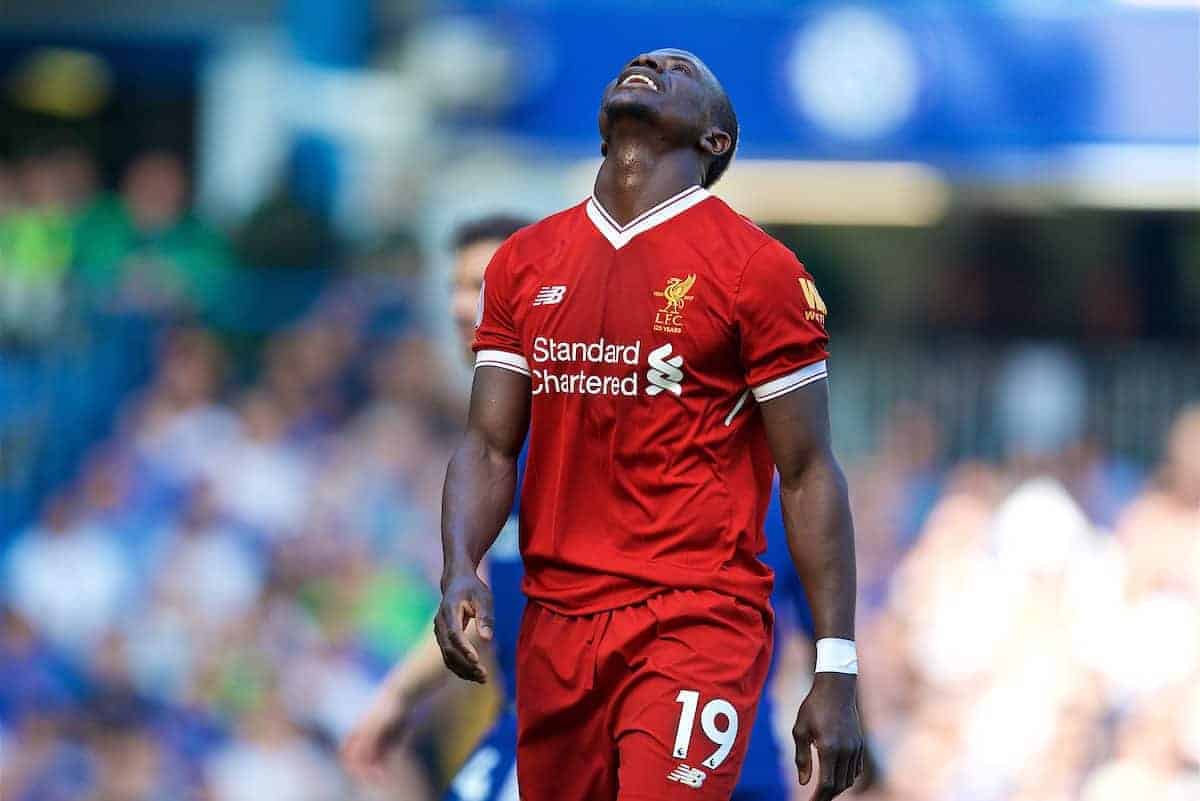 LONDON, ENGLAND - Sunday, May 6, 2018: Liverpool's Sadio Mane looks dejected after missing a chance during the FA Premier League match between Chelsea FC and Liverpool FC at Stamford Bridge. (Pic by David Rawcliffe/Propaganda)