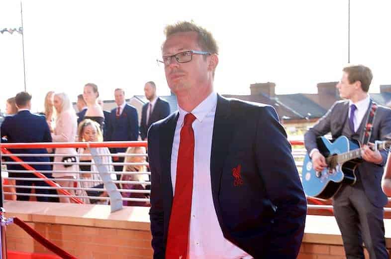 LIVERPOOL, ENGLAND - Thursday, May 10, 2018: Director of Football Michael Edwards arrives on the red carpet for the Liverpool FC Players' Awards 2018 at Anfield. (Pic by David Rawcliffe/Propaganda)