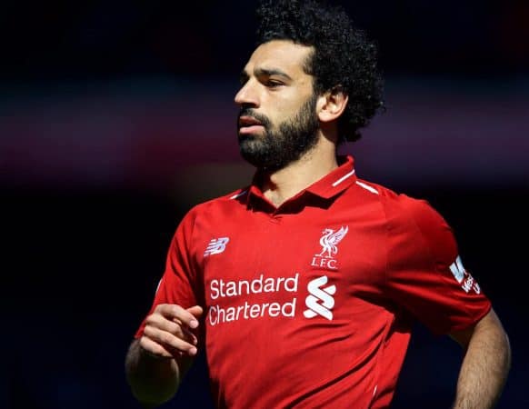 LIVERPOOL, ENGLAND - Sunday, May 13, 2018: Liverpool's Mohamed Salah during the FA Premier League match between Liverpool FC and Brighton & Hove Albion FC at Anfield. (Pic by David Rawcliffe/Propaganda)