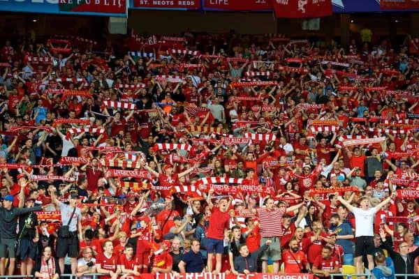 KIEV, UKRAINE - Saturday, May 26, 2018: A sea of red... Liverpool supporters during the UEFA Champions League Final match between Real Madrid CF and Liverpool FC at the NSC Olimpiyskiy. (Pic by Peter Powell/Propaganda)