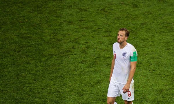 MOSCOW, RUSSIA - Wednesday, July 11, 2018: England's captain Harry Kane walks off dejected after the FIFA World Cup Russia 2018 Semi-Final match between Croatia and England at the Luzhniki Stadium. Croatia won 2-1 after extra-time. (Pic by David Rawcliffe/Propaganda)