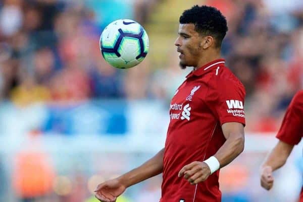 BLACKBURN, ENGLAND - Thursday, July 19, 2018: Liverpool's Dominic Solanke during a preseason friendly match between Blackburn Rovers FC and Liverpool FC at Ewood Park. (Pic by David Rawcliffe/Propaganda)