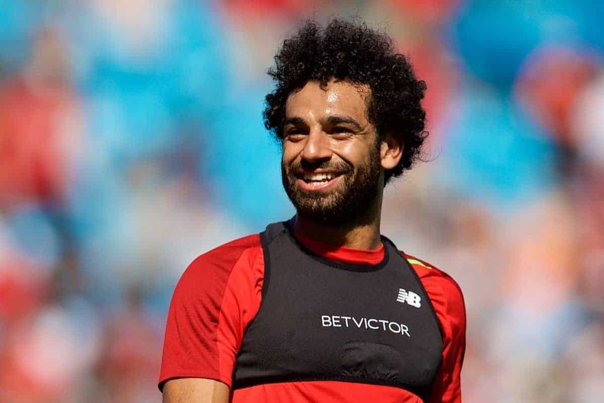 CHARLOTTE, USA - Saturday, July 21, 2018: Liverpool's Mohamed Salah during a training session at the Bank of America Stadium ahead of a preseason International Champions Cup match between Borussia Dortmund and Liverpool FC. (Pic by David Rawcliffe/Propaganda)