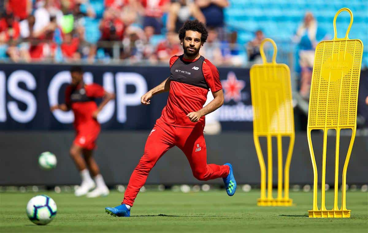 CHARLOTTE, USA - Saturday, July 21, 2018: Liverpool's Mohamed Salah during a training session at the Bank of America Stadium ahead of a preseason International Champions Cup match between Borussia Dortmund and Liverpool FC. (Pic by David Rawcliffe/Propaganda)