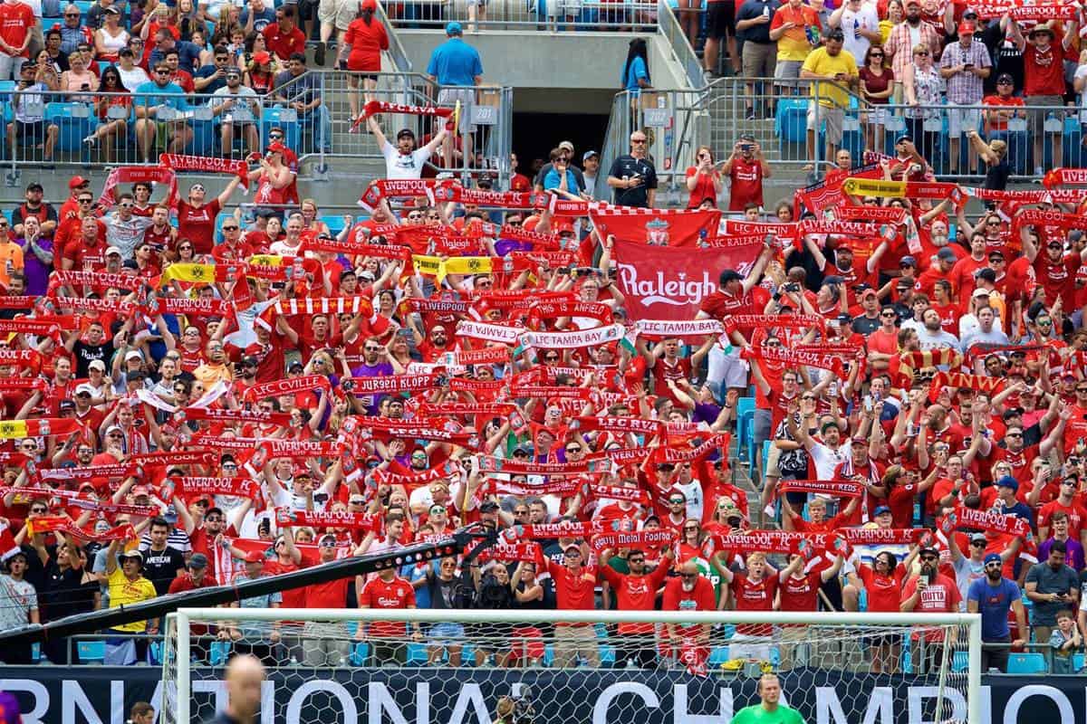 CHARLOTTE, USA - Sunday, July 22, 2018: Liverpool supporters during a preseason International Champions Cup match between Borussia Dortmund and Liverpool FC at the Bank of America Stadium. (Pic by David Rawcliffe/Propaganda)