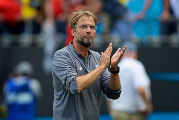 CHARLOTTE, USA - Sunday, July 22, 2018: Liverpool's manager Jürgen Klopp after a preseason International Champions Cup match between Borussia Dortmund and Liverpool FC at the Bank of America Stadium. Borussia Dortmund won 3-1. (Pic by David Rawcliffe/Propaganda)