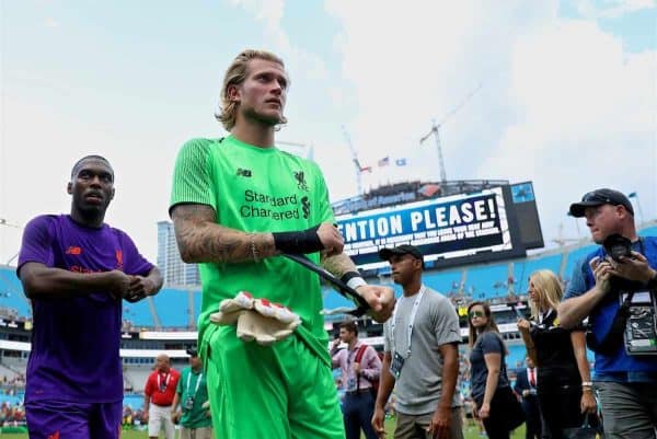 CHARLOTTE, USA - Sunday, July 22, 2018: Liverpool's goalkeeper Loris Karius after a preseason International Champions Cup match between Borussia Dortmund and Liverpool FC at the Bank of America Stadium. (Pic by David Rawcliffe/Propaganda)