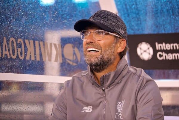 NEW JERSEY, USA - Wednesday, July 25, 2018: Liverpool's manager Jürgen Klopp before a preseason International Champions Cup match between Manchester City FC and Liverpool FC at the Met Life Stadium. (Pic by David Rawcliffe/Propaganda)