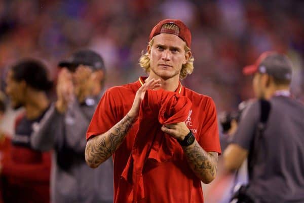 NEW JERSEY, USA - Wednesday, July 25, 2018: Liverpool's goalkeeper Loris Karius after a preseason International Champions Cup match between Manchester City FC and Liverpool FC at the Met Life Stadium. (Pic by David Rawcliffe/Propaganda)