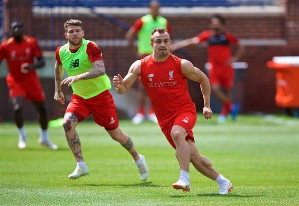 ANN ARBOR, USA - Friday, July 27, 2018: Liverpool's new signing Xherdan Shaqiri during a training session ahead of the preseason International Champions Cup match between Manchester United FC and Liverpool FC at the Michigan Stadium. (Pic by David Rawcliffe/Propaganda)