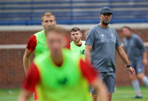 ANN ARBOR, USA - Friday, July 27, 2018: Liverpool's manager Jürgen Klopp during a training session ahead of the preseason International Champions Cup match between Manchester United FC and Liverpool FC at the Michigan Stadium. (Pic by David Rawcliffe/Propaganda)