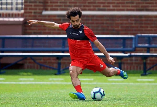 ANN ARBOR, USA - Friday, July 27, 2018: Liverpool's Mohamed Salah during a training session ahead of the preseason International Champions Cup match between Manchester United FC and Liverpool FC at the Michigan Stadium. (Pic by David Rawcliffe/Propaganda)