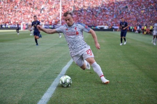 ANN ARBOR, USA - Saturday, July 28, 2018: Liverpool's new signing Xherdan Shaqiri during the preseason International Champions Cup match between Manchester United and Liverpool FC at the Michigan Stadium. (Pic by David Rawcliffe/Propaganda)