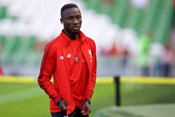 DUBLIN, REPUBLIC OF IRELAND - Saturday, August 4, 2018: Liverpool's Naby Keita arrives before the preseason friendly match between SSC Napoli and Liverpool FC at Landsdowne Road. (Pic by David Rawcliffe/Propaganda)