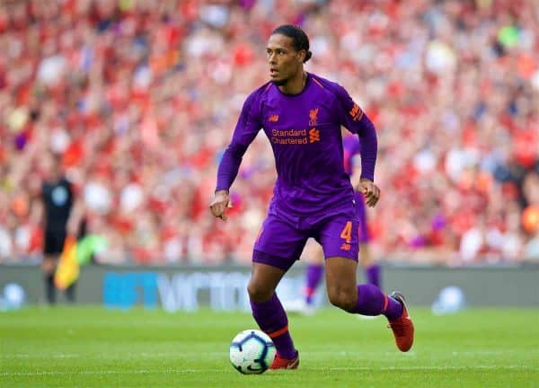 DUBLIN, REPUBLIC OF IRELAND - Saturday, August 4, 2018: Liverpool's Virgil van Dijk during the preseason friendly match between SSC Napoli and Liverpool FC at Landsdowne Road. (Pic by David Rawcliffe/Propaganda)