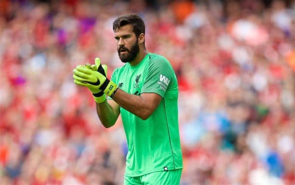 DUBLIN, REPUBLIC OF IRELAND - Saturday, August 4, 2018: Liverpool's new signing goalkeeper Alisson Becker during the preseason friendly match between SSC Napoli and Liverpool FC at Landsdowne Road. (Pic by David Rawcliffe/Propaganda)