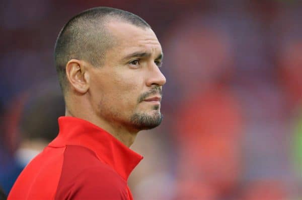 LIVERPOOL, ENGLAND - Tuesday, August 7, 2018: Liverpool's Dejan Lovren during the preseason friendly match between Liverpool FC and Torino FC at Anfield. (Pic by David Rawcliffe/Propaganda)