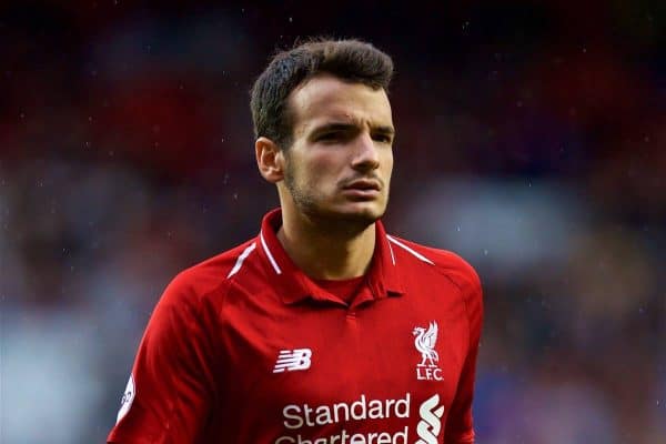 LIVERPOOL, ENGLAND - Friday, August 17, 2018: Liverpool's Pedro Chirivella during the Under-23 FA Premier League 2 Division 1 match between Liverpool FC and Tottenham Hotspur FC at Anfield. (Pic by David Rawcliffe/Propaganda)