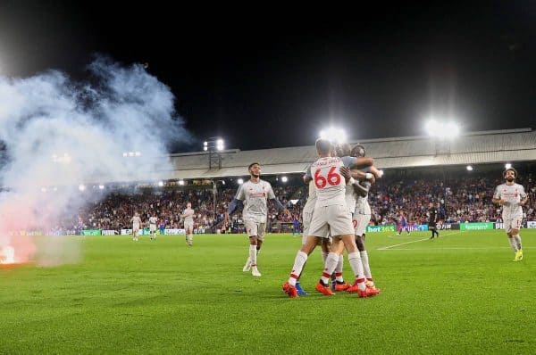 LONDON, ENGLAND - Monday, August 20, 2018: Liverpool's Sadio Mane celebrates scoring the second goal with team-mates during the FA Premier League match between Crystal Palace and Liverpool FC at Selhurst Park. (Pic by David Rawcliffe/Propaganda)