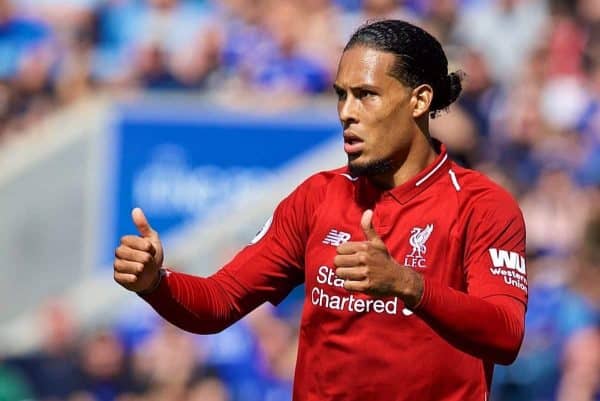 LEICESTER, ENGLAND - Saturday, September 1, 2018: Liverpool's Virgil van Dijk during the FA Premier League match between Leicester City and Liverpool at the King Power Stadium. (Pic by David Rawcliffe/Propaganda)