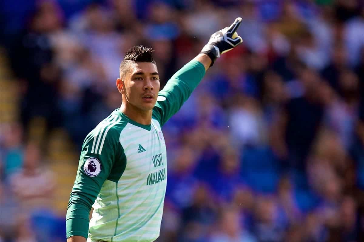 CARDIFF, WALES - Sunday, September 2, 2018: Cardiff City's goalkeeper Neil Etheridge during the FA Premier League match between Cardiff City FC and Arsenal FC at the Cardiff City Stadium. (Pic by David Rawcliffe/Propaganda)