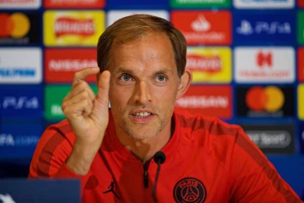 LIVERPOOL, ENGLAND - Monday, September 17, 2018: Paris Saint-Germain's head coach Thomas Tuchel during a press conference ahead of the UEFA Champions League Group C match between Liverpool FC and Paris Saint-Germain at Anfield. (Pic by David Rawcliffe/Propaganda)