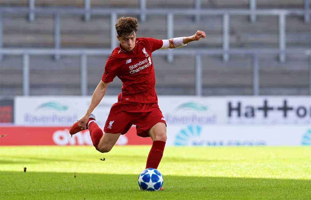 LIVERPOOL, ENGLAND - Tuesday, September 18, 2018: Liverpool's Neco Williams during the UEFA Youth League Group C match between Liverpool FC and Paris Saint-Germain at Langtree Park. (Pic by David Rawcliffe/Propaganda)