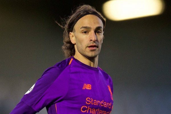 LONDON, ENGLAND - Friday, August 17, 2018: Liverpool's Lazar Markovic during the Under-23 FA Premier League 2 Division 1 match between Arsenal FC and Liverpool FC at Meadow Park. (Pic by David Rawcliffe/Propaganda)