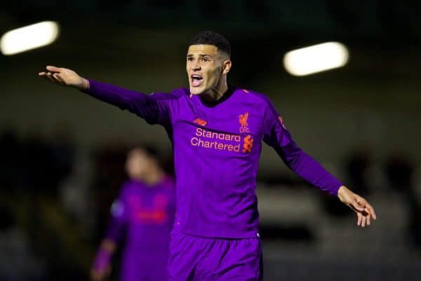 LONDON, ENGLAND - Friday, August 17, 2018: Liverpool's Isaac Christie-Davies during the Under-23 FA Premier League 2 Division 1 match between Arsenal FC and Liverpool FC at Meadow Park. (Pic by David Rawcliffe/Propaganda)