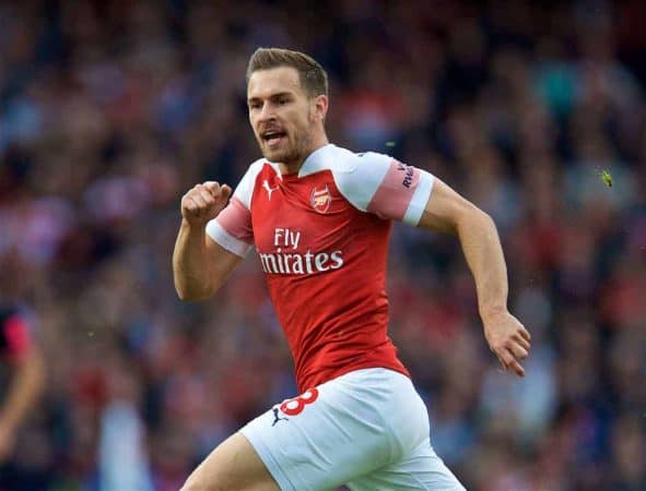 London, ENGLAND - Sunday, September 23, 2018: Arsenal's Aaron Ramsey during the FA Premier League match between Arsenal FC and Everton FC at the Emirates Stadium. (Pic by David Rawcliffe/Propaganda)