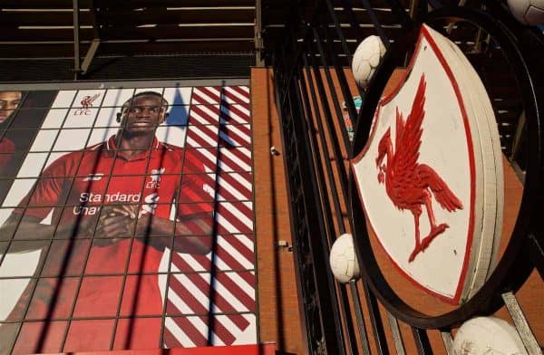 General, Anfield, matchday. Mane, badge (Pic by David Rawcliffe/Propaganda)