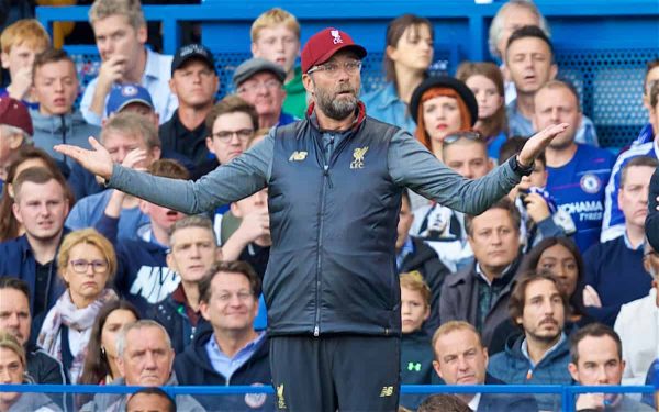 LONDON, ENGLAND - Saturday, September 29, 2018: Liverpool's lm reacts during the FA Premier League match between Chelsea FC and Liverpool FC at Stamford Bridge. (Pic by David Rawcliffe/Propaganda)