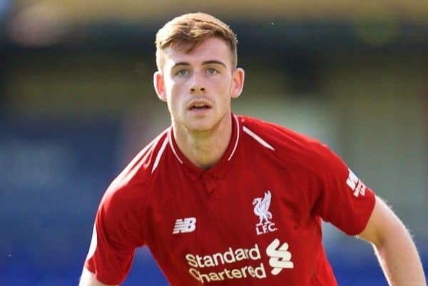 LONDON, ENGLAND - Saturday, September 29, 2018: Liverpool's substitute Tony Gallacher during the Under-23 FA Premier League 2 Division 1 match between Chelsea FC and Liverpool FC at The Recreation Ground. (Pic by David Rawcliffe/Propaganda)