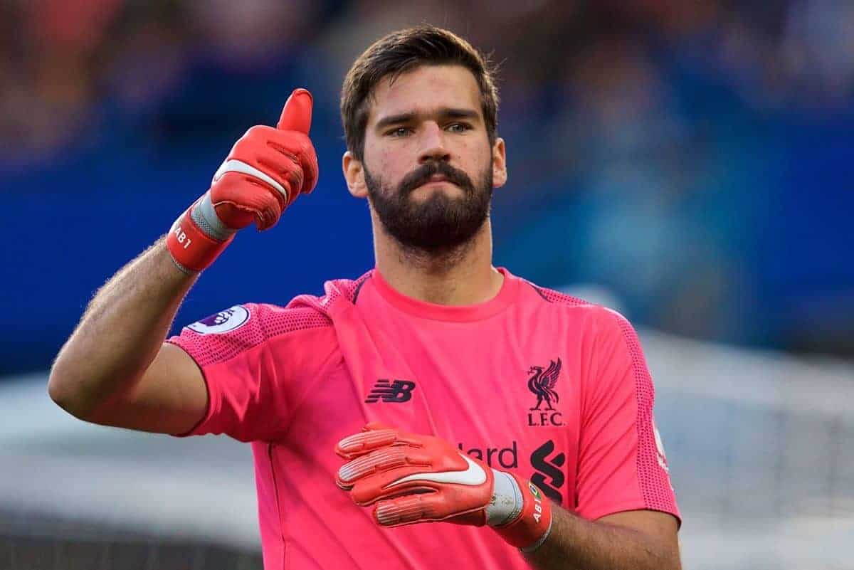 LONDON, ENGLAND - Saturday, September 29, 2018: Liverpool's goalkeeper Alisson Becker during the FA Premier League match between Chelsea FC and Liverpool FC at Stamford Bridge. (Pic by David Rawcliffe/Propaganda)