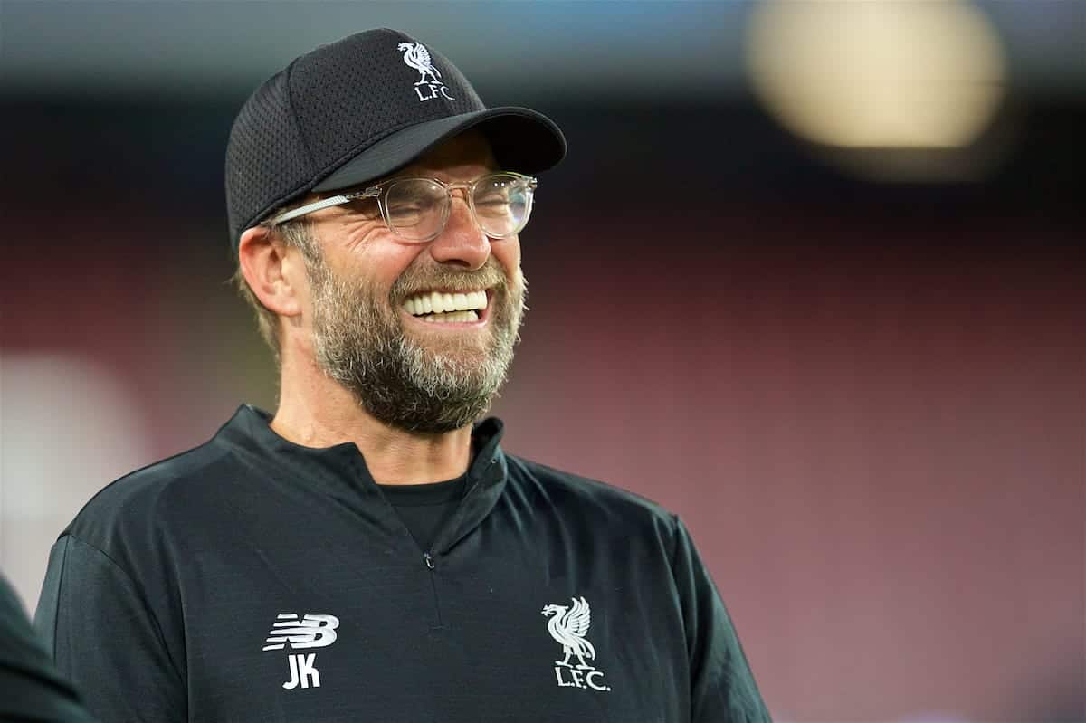 NAPLES, ITALY - Tuesday, October 2, 2018: Liverpool's manager Jürgen Klopp during a training session ahead of the UEFA Champions League Group C match between S.S.C. Napoli and Liverpool FC at Stadio San Paolo. (Pic by David Rawcliffe/Propaganda)