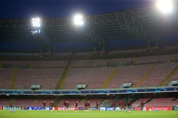 NAPLES, ITALY - Tuesday, October 2, 2018: Liverpool players during a training session ahead of the UEFA Champions League Group C match between S.S.C. Napoli and Liverpool FC at Stadio San Paolo. (Pic by David Rawcliffe/Propaganda)