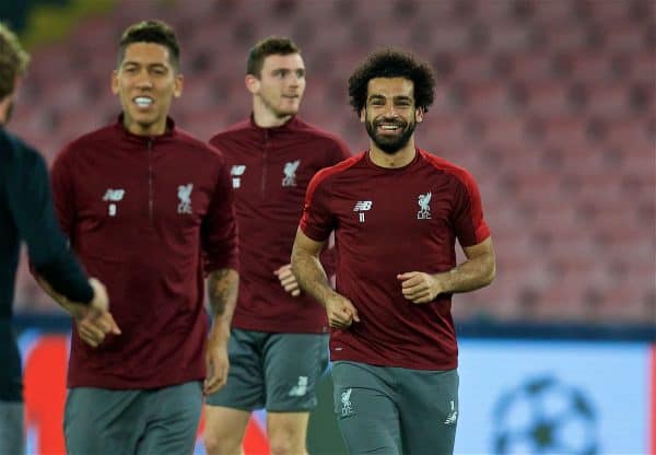 NAPLES, ITALY - Tuesday, October 2, 2018: Liverpool's Mohamed Salah during a training session ahead of the UEFA Champions League Group C match between S.S.C. Napoli and Liverpool FC at Stadio San Paolo. (Pic by David Rawcliffe/Propaganda)