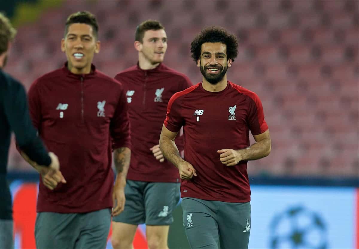 NAPLES, ITALY - Tuesday, October 2, 2018: Liverpool's Mohamed Salah during a training session ahead of the UEFA Champions League Group C match between S.S.C. Napoli and Liverpool FC at Stadio San Paolo. (Pic by David Rawcliffe/Propaganda)