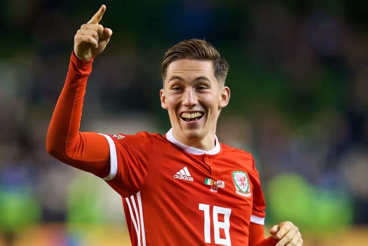 DUBLIN, IRELAND - Tuesday, October 16, 2018: Wales' match-winning goal-scorer Harry Wilson celebrates after the 1-0 victory during the UEFA Nations League Group Stage League B Group 4 match between Republic of Ireland and Wales at the Aviva Stadium. (Pic by David Rawcliffe/Propaganda)