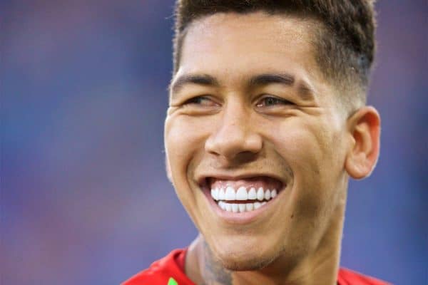 HUDDERSFIELD, ENGLAND - Saturday, October 20, 2018: Liverpool's substitute Roberto Firmino before the FA Premier League match between Huddersfield Town FC and Liverpool FC at Kirklees Stadium. (Pic by David Rawcliffe/Propaganda)