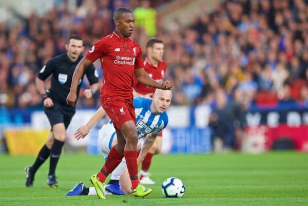 HUDDERSFIELD, ENGLAND - Saturday, October 20, 2018: Liverpool's Daniel Sturridge during the FA Premier League match between Huddersfield Town FC and Liverpool FC at Kirklees Stadium. (Pic by David Rawcliffe/Propaganda)