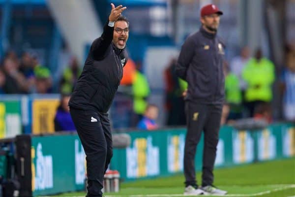 HUDDERSFIELD, ENGLAND - Saturday, October 20, 2018: Huddersfield Town's manager David Wagner reacts during the FA Premier League match between Huddersfield Town FC and Liverpool FC at Kirklees Stadium. (Pic by David Rawcliffe/Propaganda)