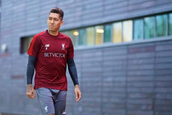 LIVERPOOL, ENGLAND - Tuesday, October 23, 2018: Liverpool's Roberto Firmino before a training session at Melwood Training Ground ahead of the UEFA Champions League Group C match between Liverpool FC and FK Crvena zvezda (Red Star Belgrade). (Pic by David Rawcliffe/Propaganda)