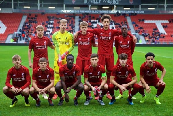 LIVERPOOL, ENGLAND - Tuesday, October 23, 2018: Liverpool's players players line-up for a team group photograph before a training session at Melwood Training Ground ahead of the UEFA Champions League Group C match between Liverpool FC and FK Crvena zvezda (Red Star Belgrade). (Pic by David Rawcliffe/Propaganda)